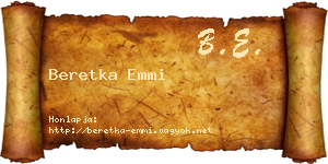 Beretka Emmi névjegykártya